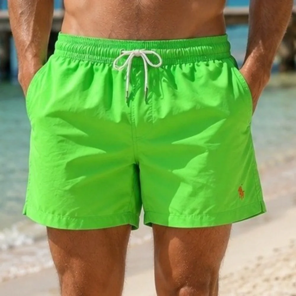 Polo Ralph Lauren‎ Men's XL Neon Green Swim Trunks Orange Pony Logo 6